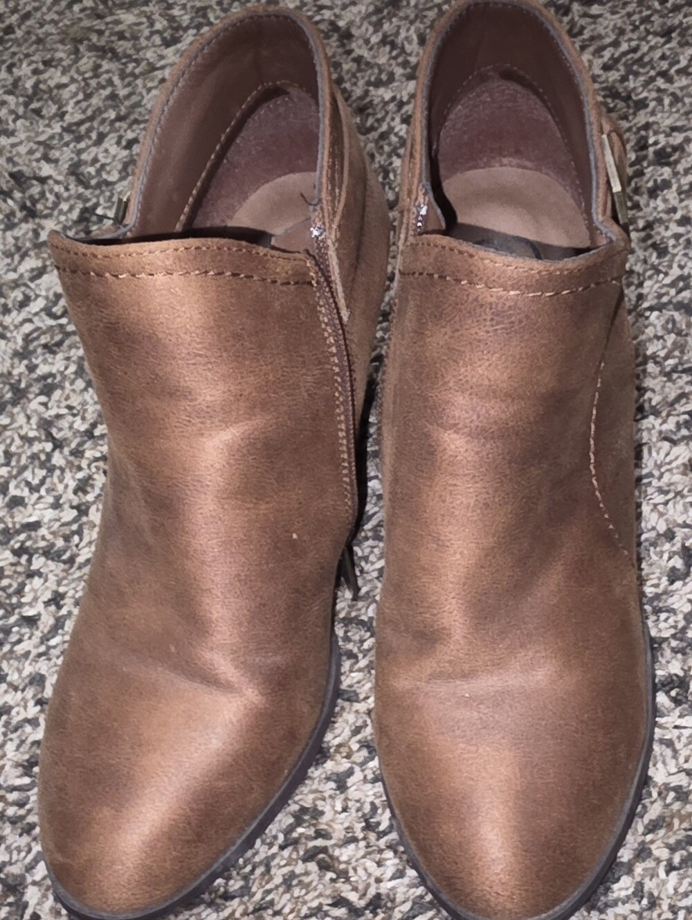 Daisy Fuentes Brown Ankle Boots Stacked Block Heel Booties Size 8 Women